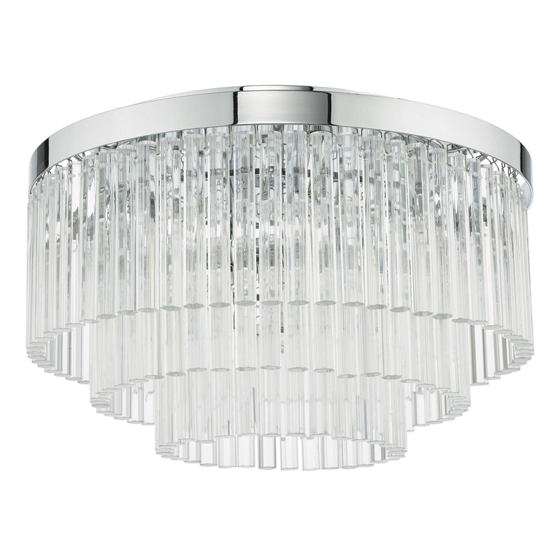 Dar Lighting Logan 5 Light Flush Polished Chrome Glass • LOG5408