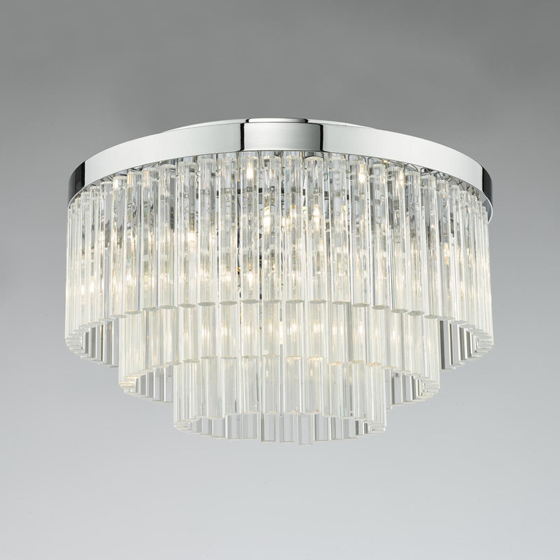 Dar Lighting Logan 5 Light Flush Polished Chrome Glass • LOG5408