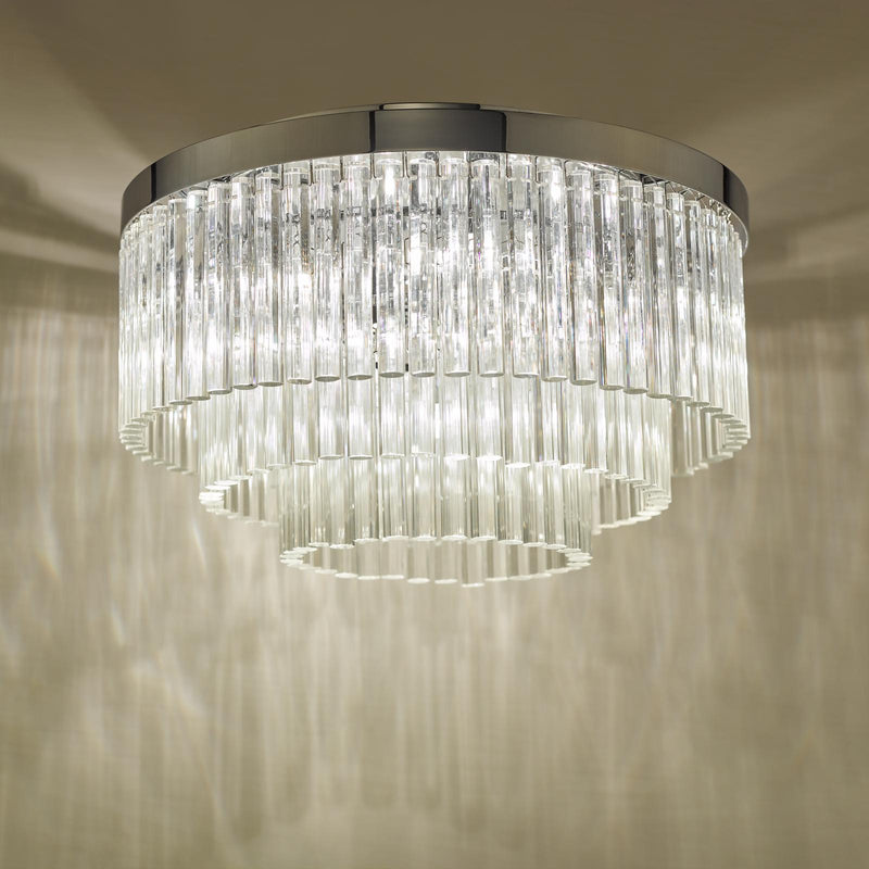 Dar Lighting Logan 5 Light Flush Polished Chrome Glass • LOG5408