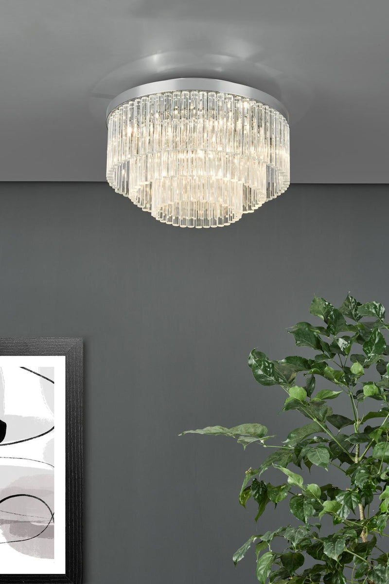 Dar Lighting Logan 5 Light Flush Polished Chrome Glass • LOG5408
