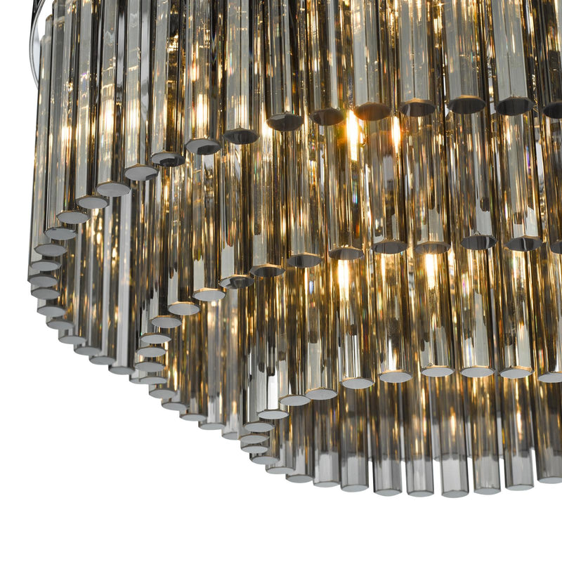 Dar Lighting Logan 5 Light Flush Polished Chrome Smoked Glass • LOG5410