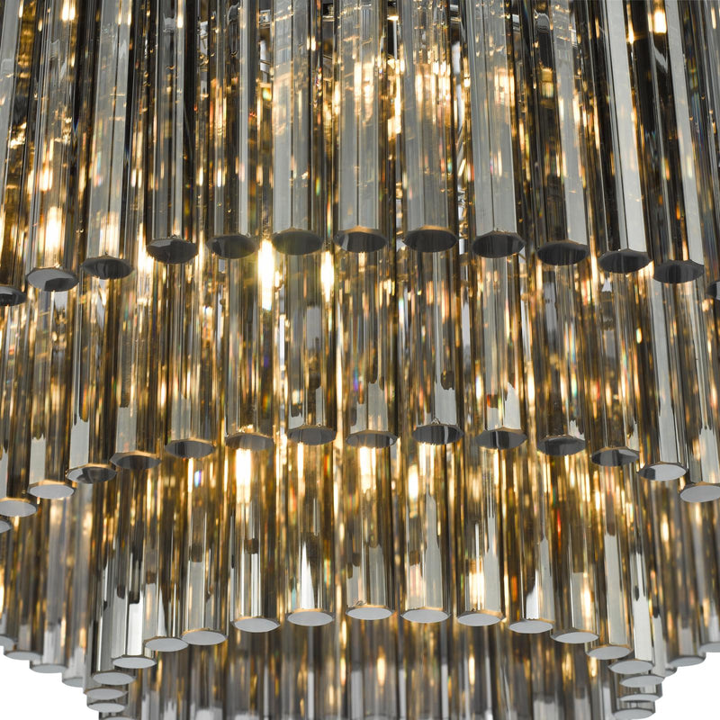 Dar Lighting Logan 5 Light Flush Polished Chrome Smoked Glass • LOG5410