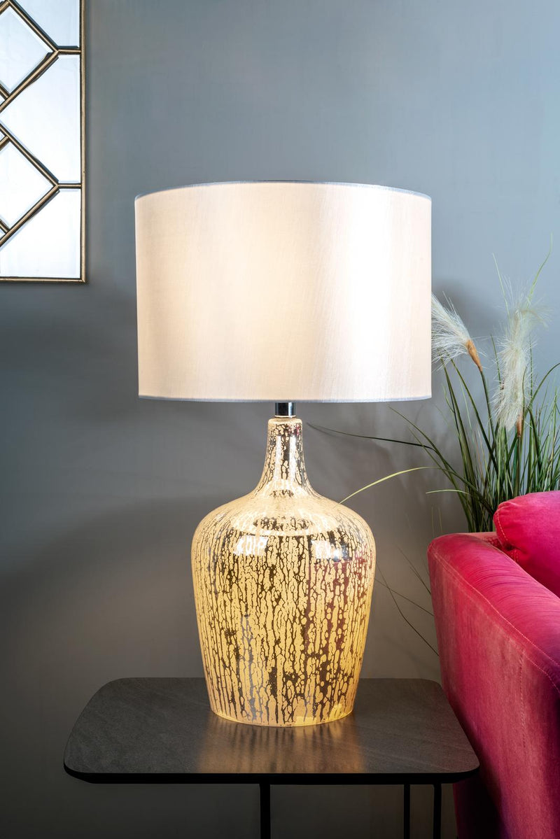 Dar Lighting Lolek Dual Light Table Lamp Clear/Silver Glass With Shade • LOL4232