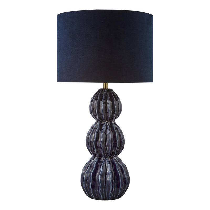 Dar Lighting Lorelai Ceramic Table Lamp Blue With Shade • LOR4223