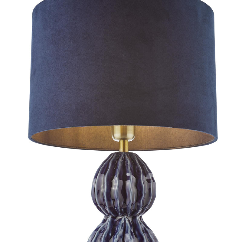 Dar Lighting Lorelai Ceramic Table Lamp Blue With Shade • LOR4223