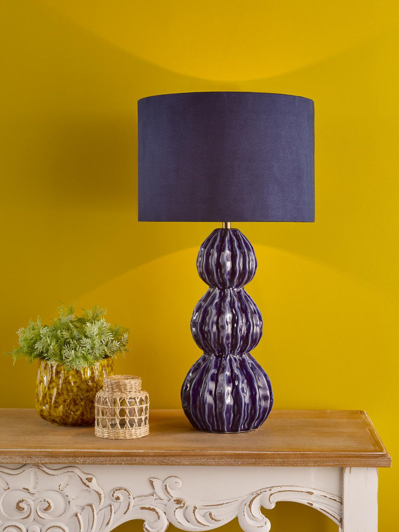 Dar Lighting Lorelai Ceramic Table Lamp Blue With Shade • LOR4223