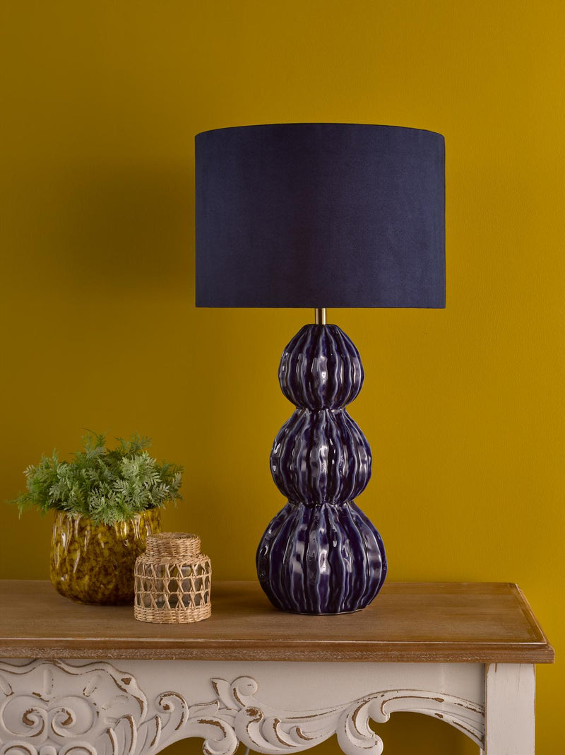 Dar Lighting Lorelai Ceramic Table Lamp Blue With Shade • LOR4223