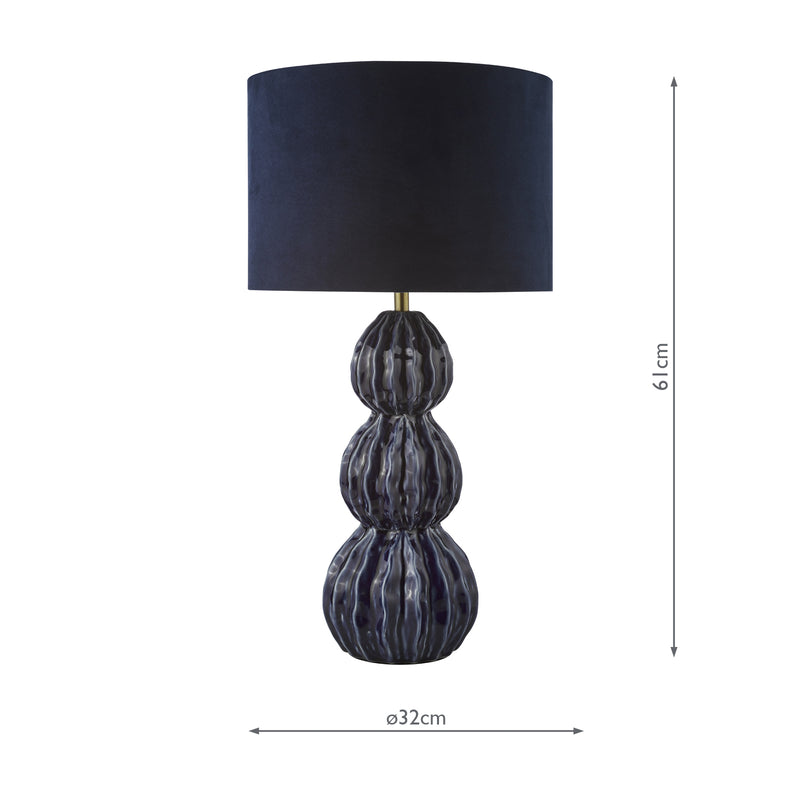 Dar Lighting Lorelai Ceramic Table Lamp Blue With Shade • LOR4223
