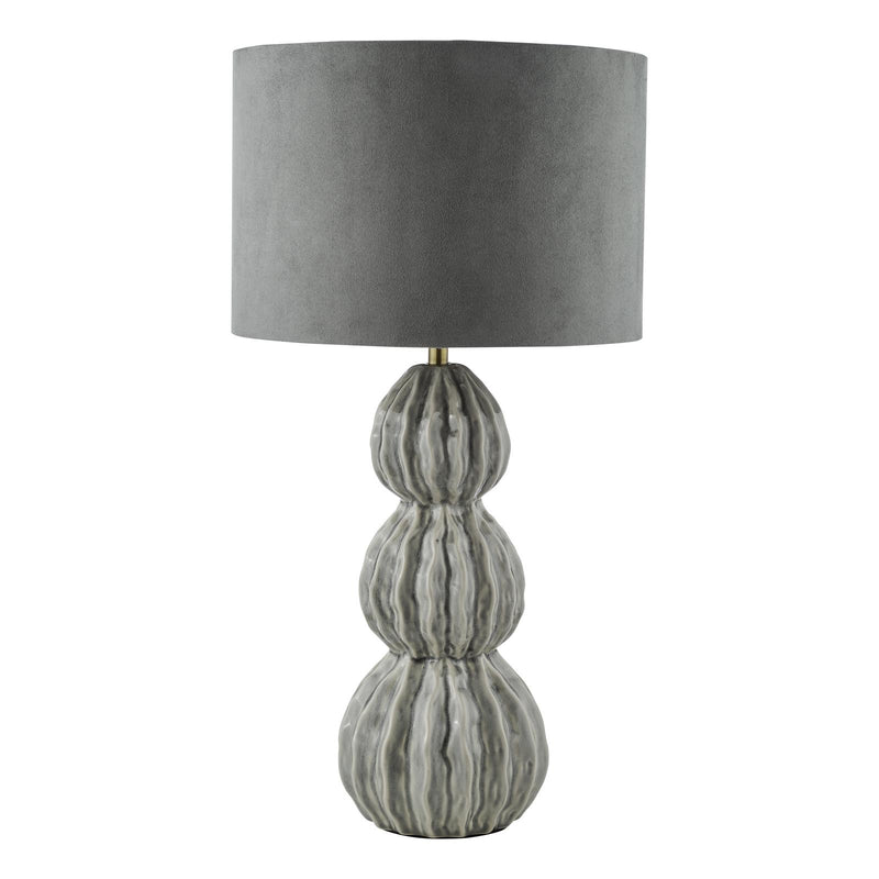 Dar Lighting Lorelai Ceramic Table Lamp Grey With Shade • LOR4239