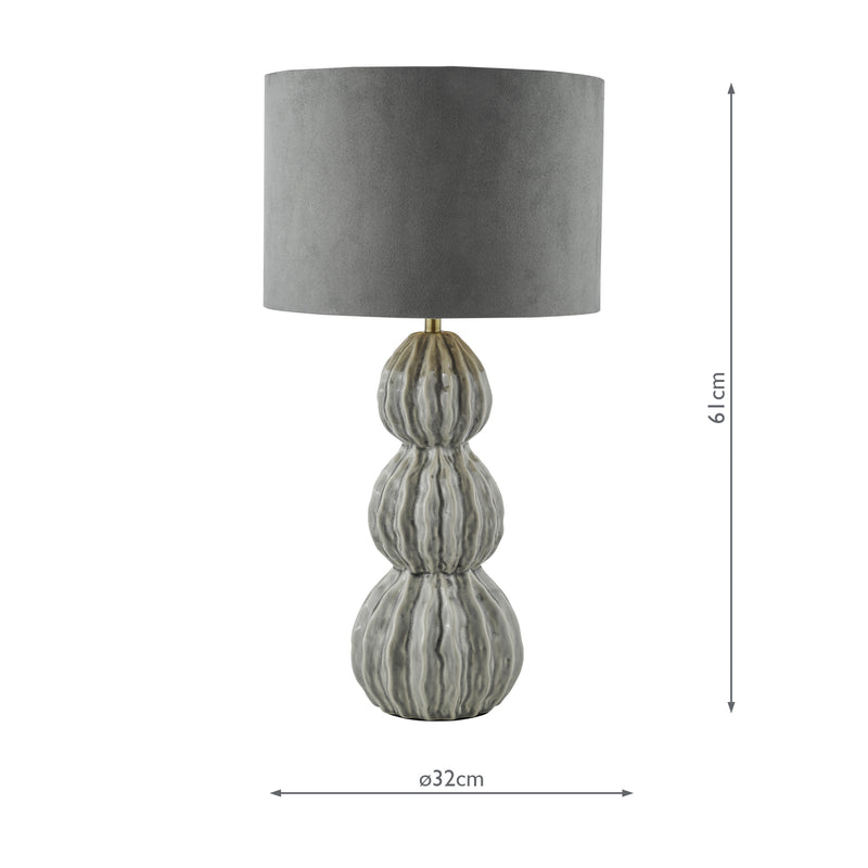 Dar Lighting Lorelai Ceramic Table Lamp Grey With Shade • LOR4239