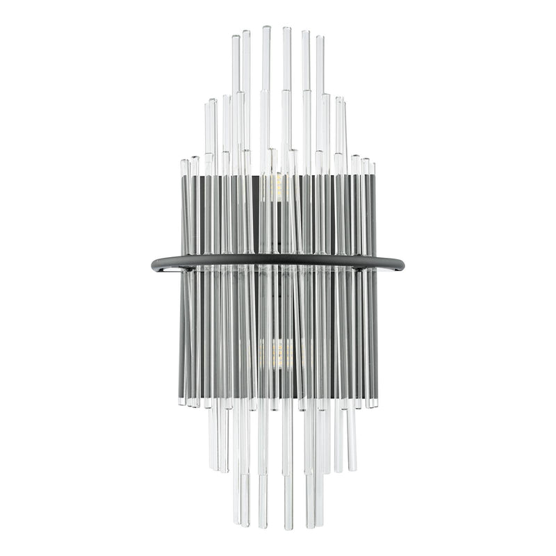 Dar Lighting Lukas 2 Light Wall Light Satin Black and Glass • LUK0922