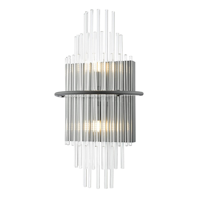 Dar Lighting Lukas 2 Light Wall Light Satin Black and Glass • LUK0922