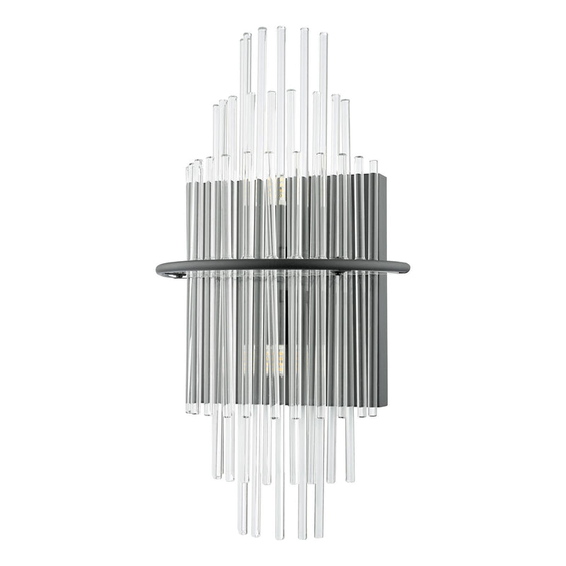 Dar Lighting Lukas 2 Light Wall Light Satin Black and Glass • LUK0922