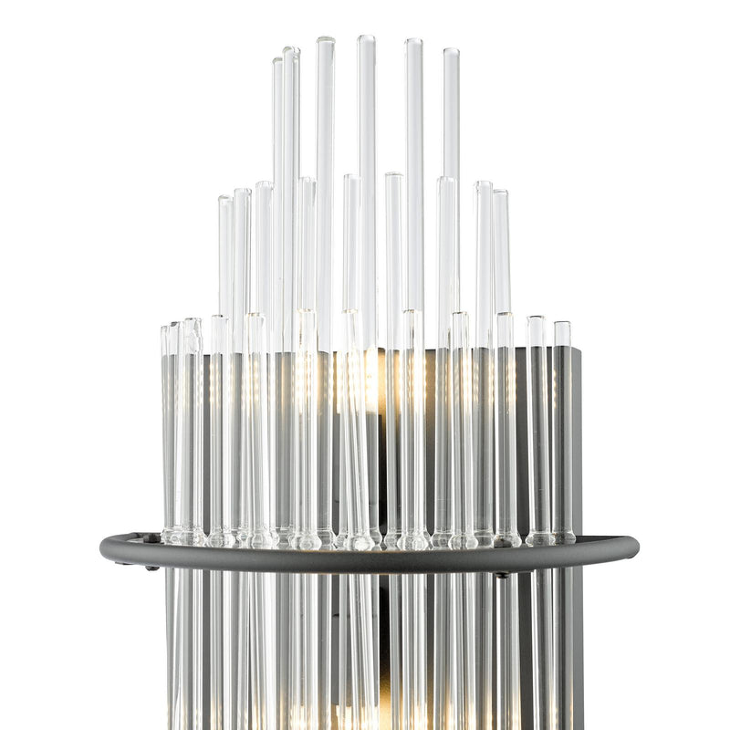 Dar Lighting Lukas 2 Light Wall Light Satin Black and Glass • LUK0922