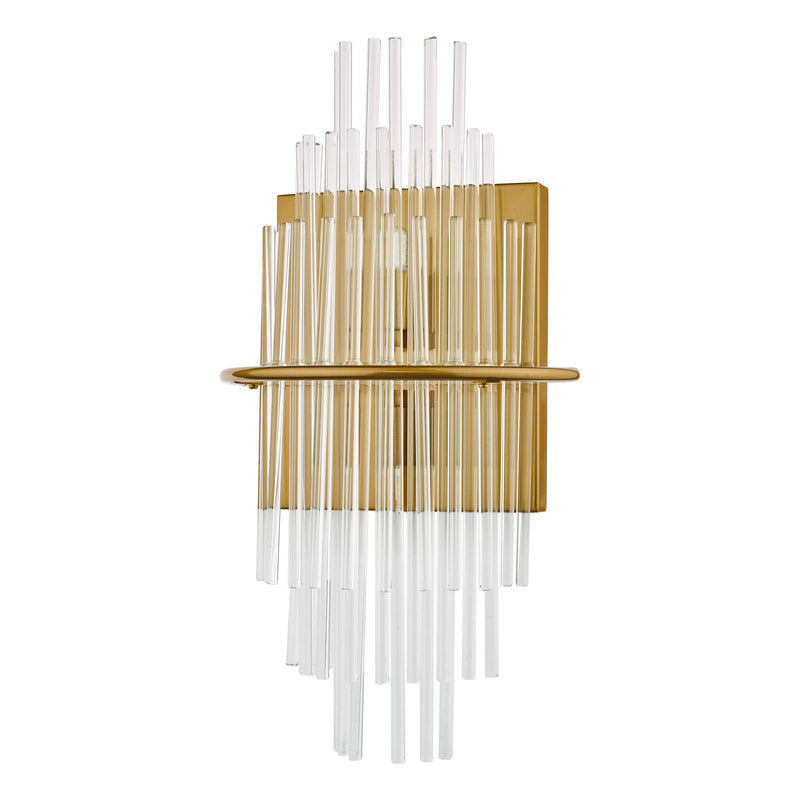 Dar Lighting Lukas 2 Light Wall Light Antique Gold Glass • LUK0935