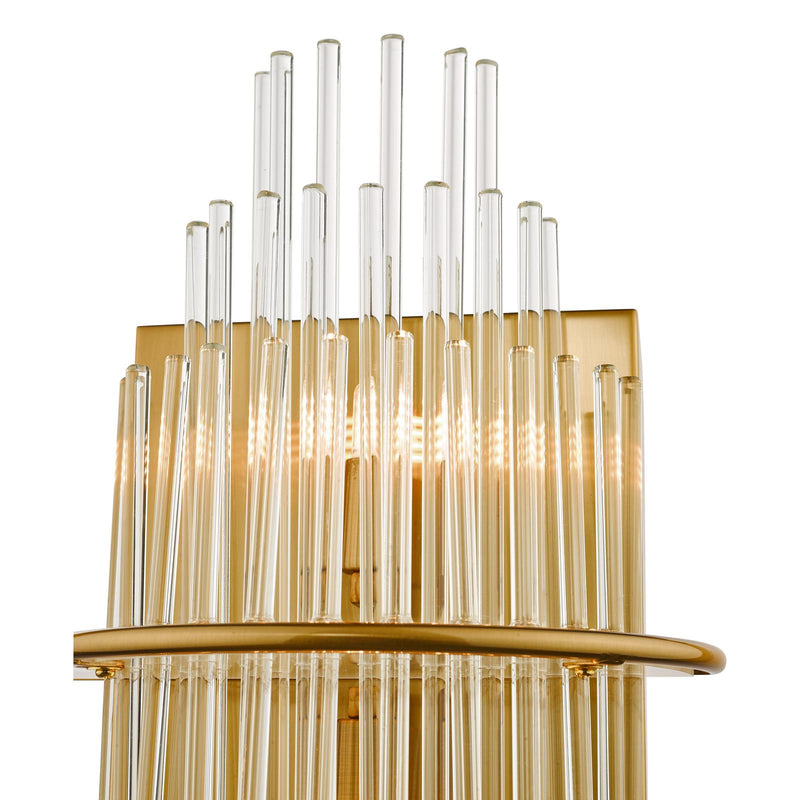 Dar Lighting Lukas 2 Light Wall Light Antique Gold Glass • LUK0935