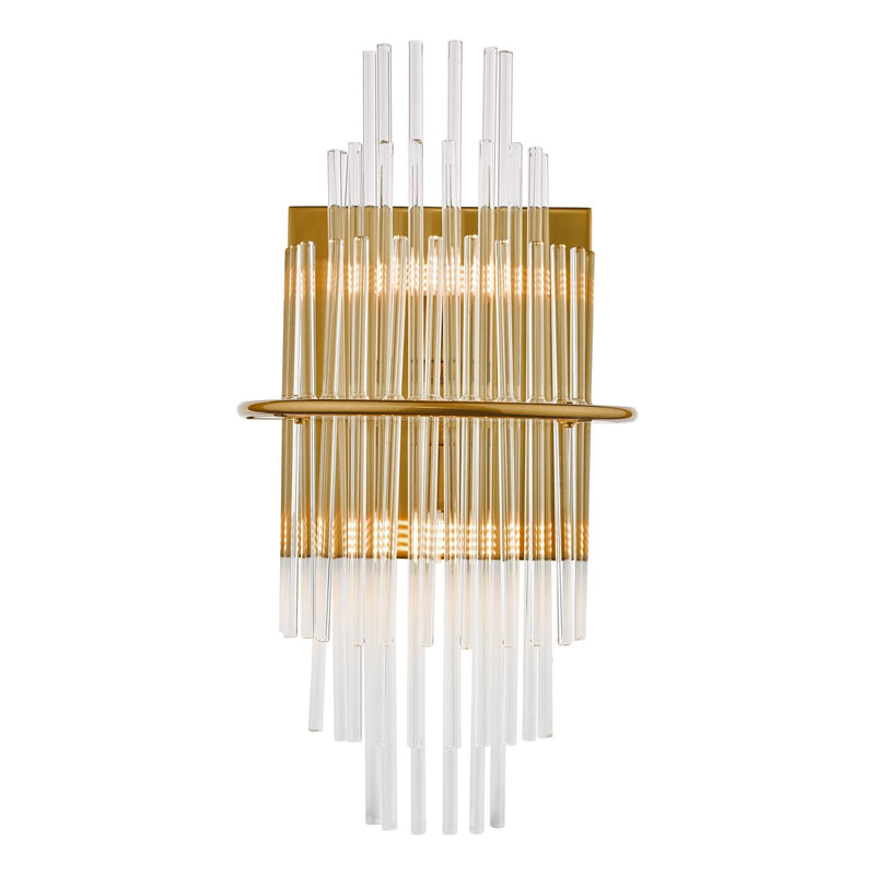 Dar Lighting Lukas 2 Light Wall Light Antique Gold Glass • LUK0935