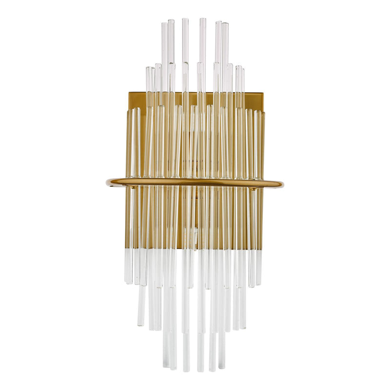 Dar Lighting Lukas 2 Light Wall Light Antique Gold Glass • LUK0935