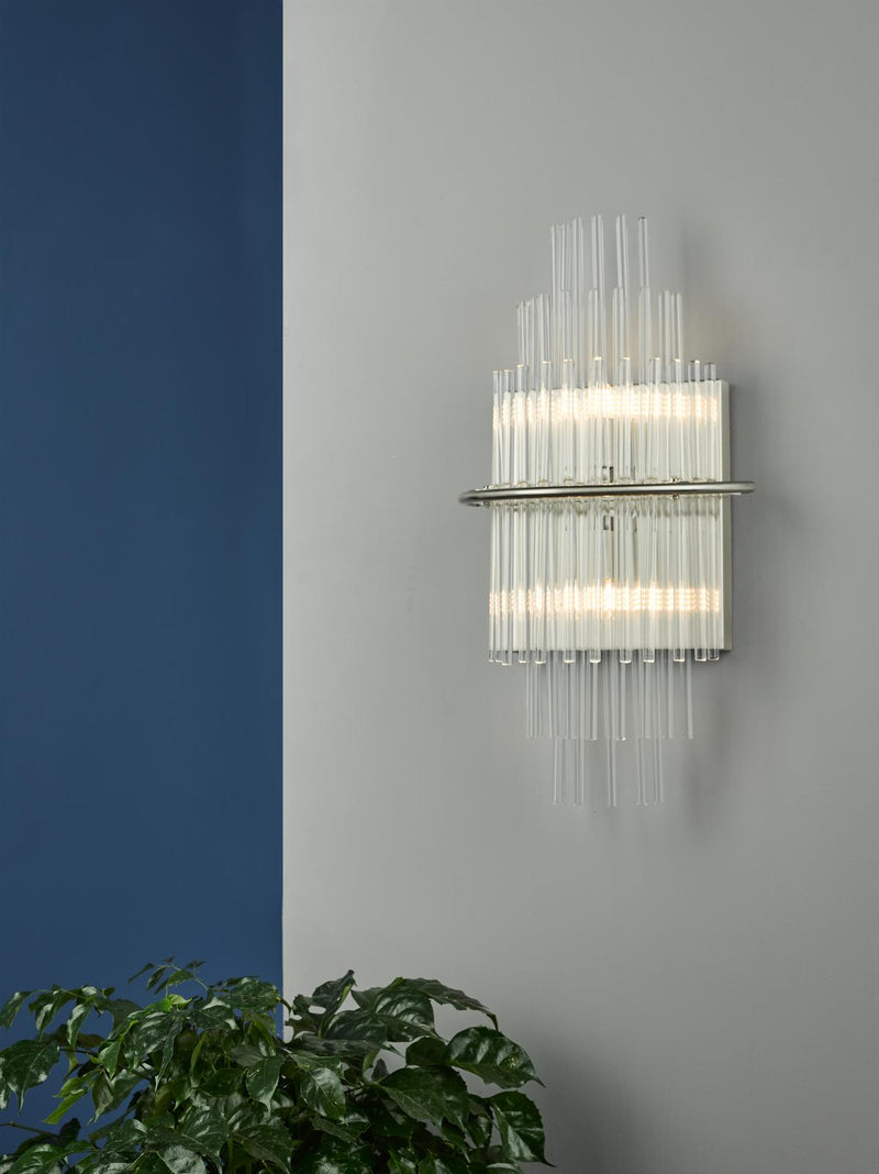 Dar Lighting Lukas 2 Light Wall Light Polished Chrome Glass • LUK0950