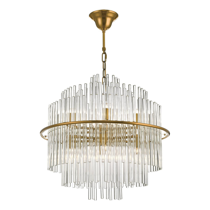Dar Lighting Lukas 13 Light Pendant Brushed Antique Gold And Clear Glass • LUK1735