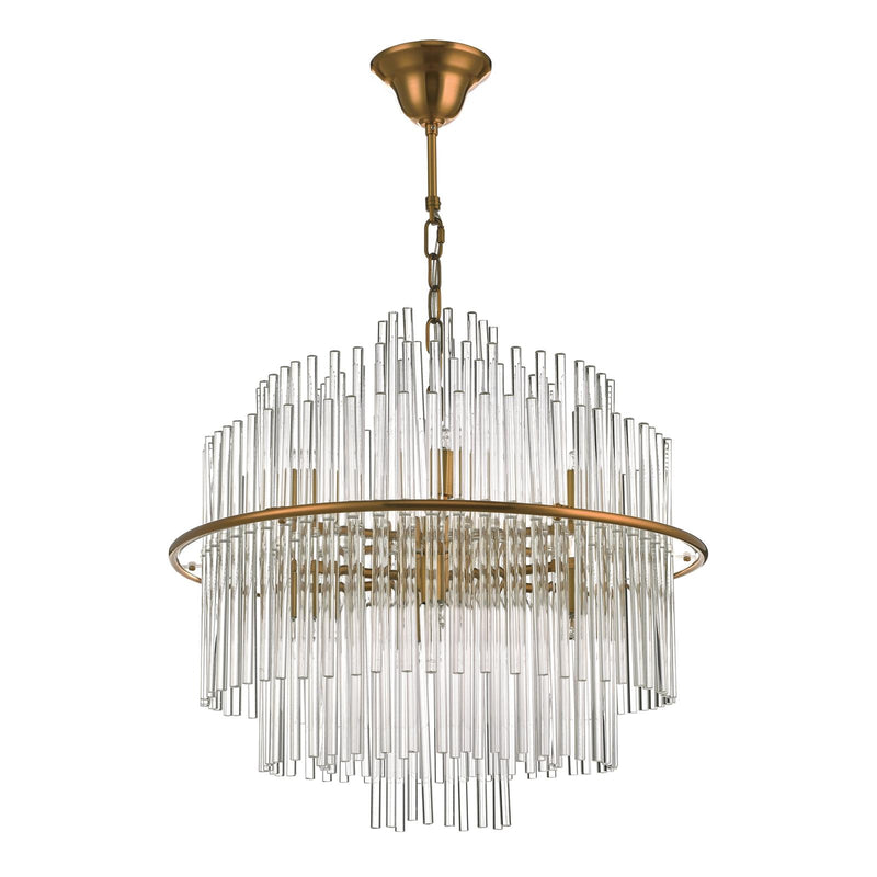 Dar Lighting Lukas 13 Light Pendant Brushed Antique Gold And Clear Glass • LUK1735