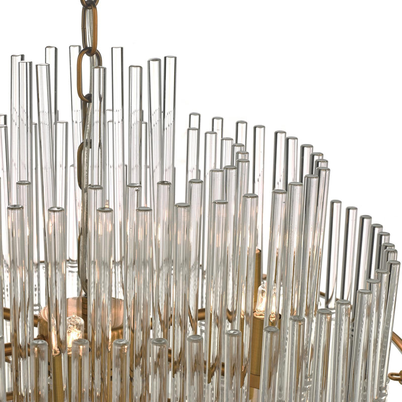 Dar Lighting Lukas 13 Light Pendant Brushed Antique Gold And Clear Glass • LUK1735