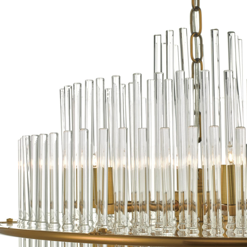 Dar Lighting Lukas 13 Light Pendant Brushed Antique Gold And Clear Glass • LUK1735