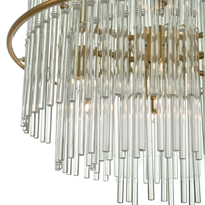 Dar Lighting Lukas 13 Light Pendant Brushed Antique Gold And Clear Glass • LUK1735