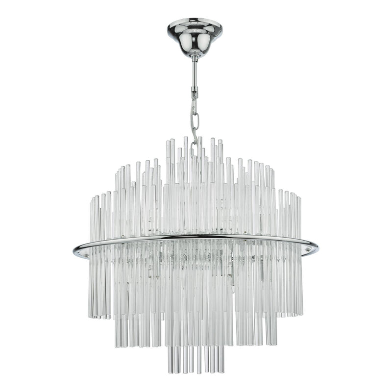 Dar Lighting Lukas 13 Light Pendant Polished Chrome Glass • LUK1750