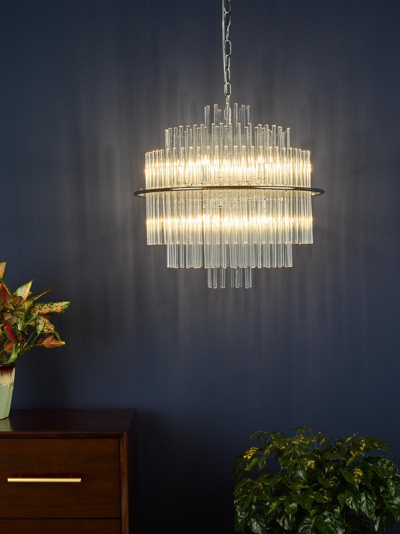 Dar Lighting Lukas 13 Light Pendant Polished Chrome Glass • LUK1750