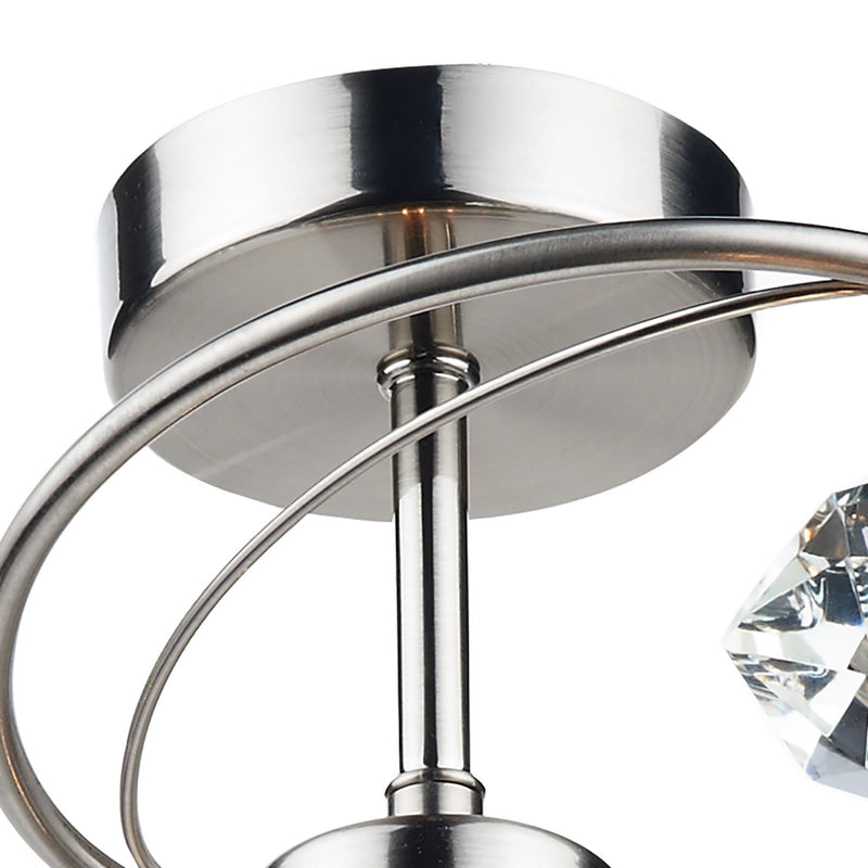 Dar Lighting Luther 4 Light Semi-Flush Satin Chrome and Crystal • LUT0446