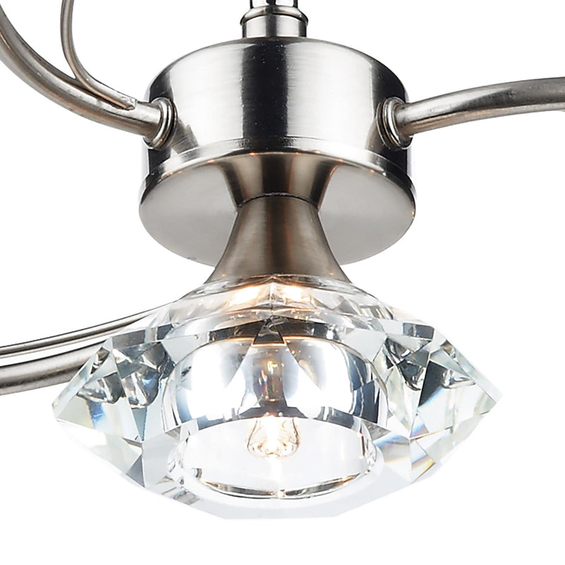 Dar Lighting Luther 4 Light Semi-Flush Satin Chrome and Crystal • LUT0446