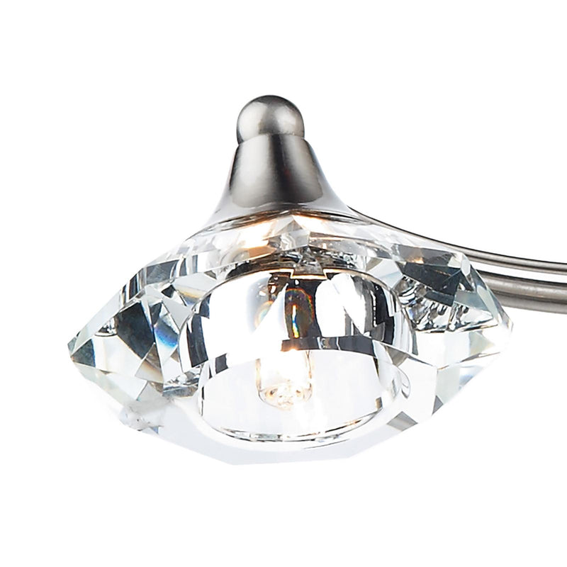 Dar Lighting Luther 4 Light Semi-Flush Satin Chrome and Crystal • LUT0446