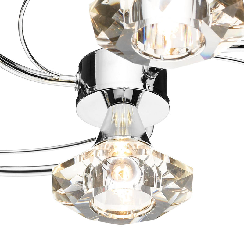 Dar Lighting Luther 4 Light Semi-Flush Polished Chrome and Crystal • LUT0450