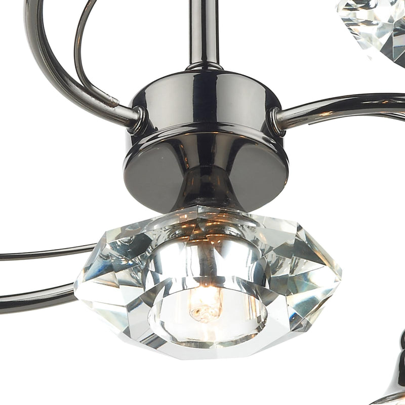 Dar Lighting Luther 4 Light Semi-Flush Polished Black Chrome and Crystal • LUT0467