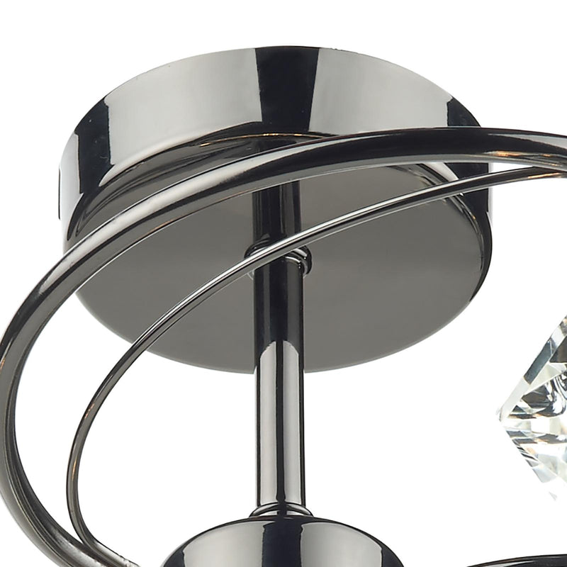 Dar Lighting Luther 4 Light Semi-Flush Polished Black Chrome and Crystal • LUT0467