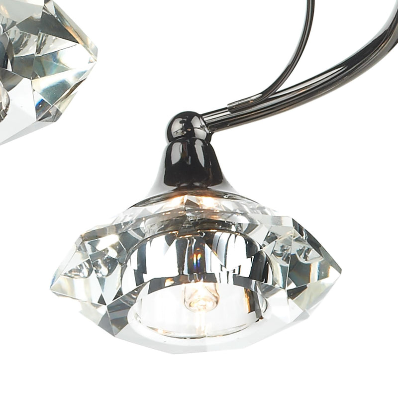 Dar Lighting Luther 4 Light Semi-Flush Polished Black Chrome and Crystal • LUT0467