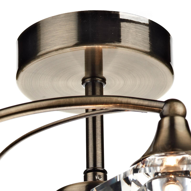 Dar Lighting Luther 4 Light Semi-Flush Antique Brass and Crystal • LUT0475