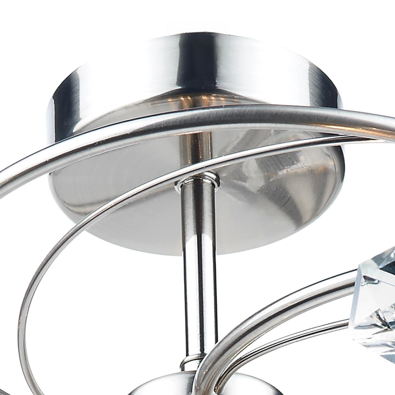 Dar Lighting Luther 6 Light Semi Flush Satin Chrome Crystal • LUT0646