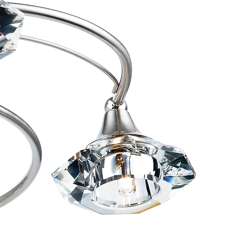 Dar Lighting Luther 6 Light Semi Flush Satin Chrome Crystal • LUT0646