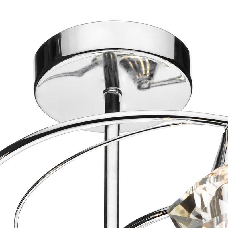 Dar Lighting Luther 6 Light Semi Flush Polished Chrome Crystal • LUT0650