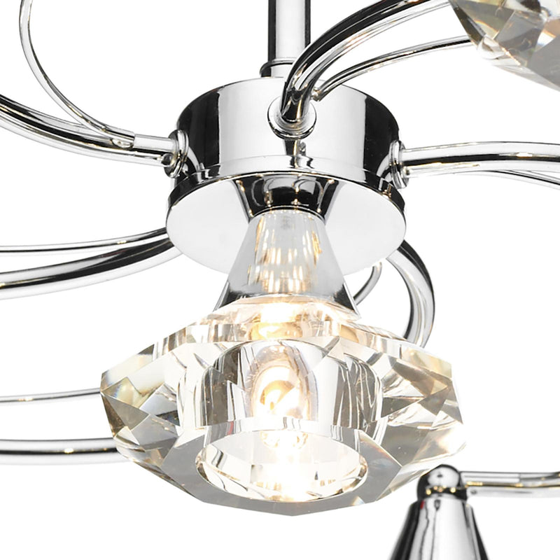 Dar Lighting Luther 6 Light Semi Flush Polished Chrome Crystal • LUT0650