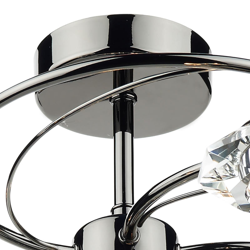 Dar Lighting Luther 6 Light Semi Flush Black Chrome Crystal • LUT0667