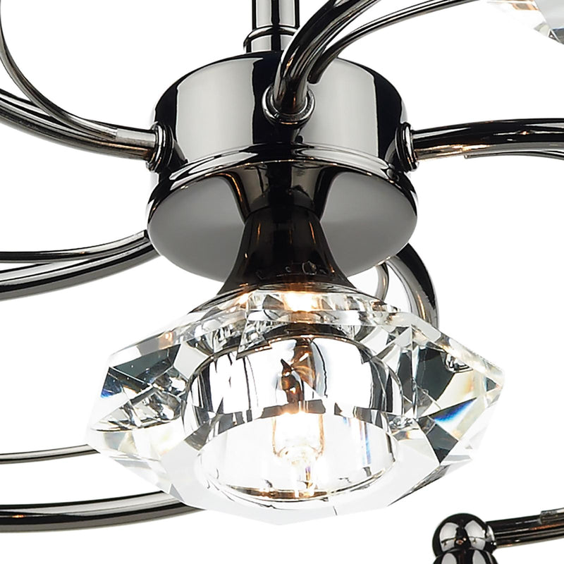 Dar Lighting Luther 6 Light Semi Flush Black Chrome Crystal • LUT0667