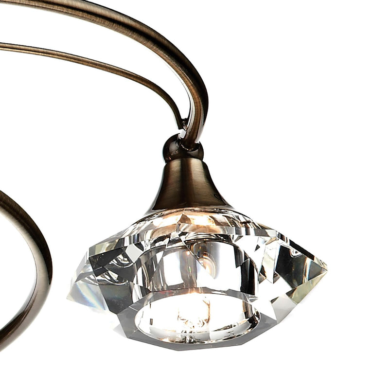 Dar Lighting Luther 6 Light Semi Flush Antique Brass Crystal • LUT0675