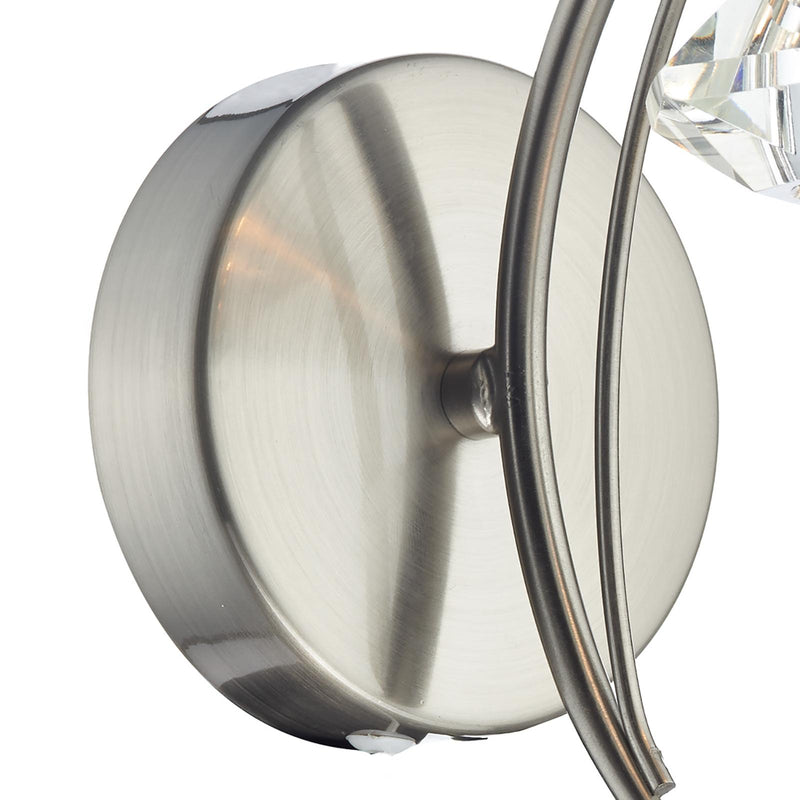 Dar Lighting Luther Wall Light Satin Chrome Crystal • LUT0746