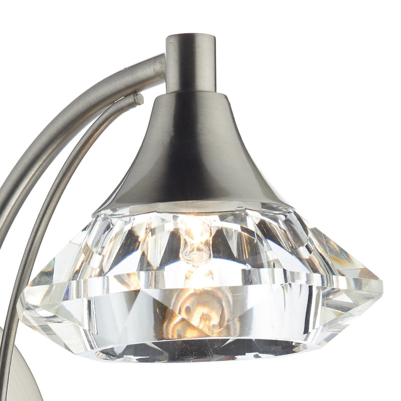 Dar Lighting Luther Wall Light Satin Chrome Crystal • LUT0746