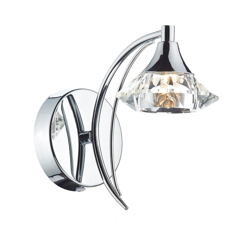Dar Lighting Luther Wall Light Polished Chrome Crystal • LUT0750