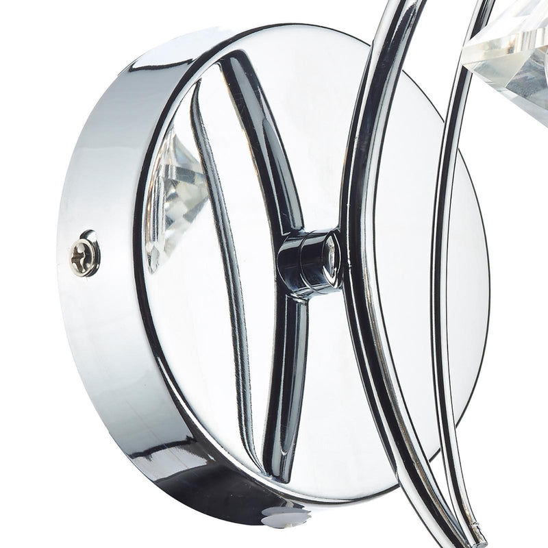 Dar Lighting Luther Wall Light Polished Chrome Crystal • LUT0750