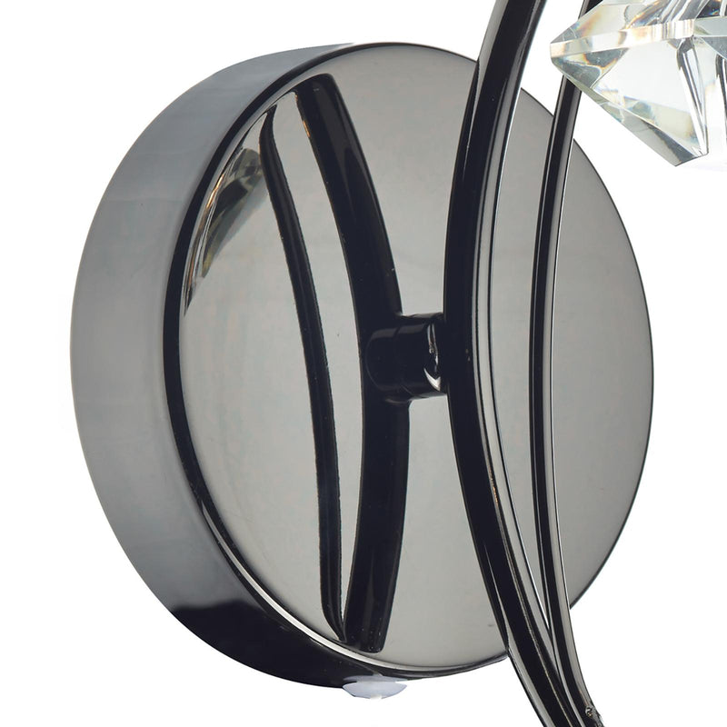 Dar Lighting Luther Wall Light Black Chrome Crystal • LUT0767